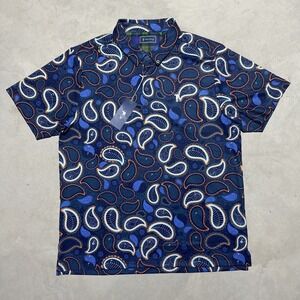 William Murray Golf Shirt Polo Paisley AOP Print Men's SZ XL Blue NWT MSRP $88